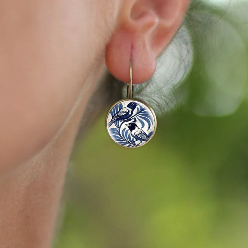 Azuria – Boucles d’Oreilles Oiseau Bleu en Bronze