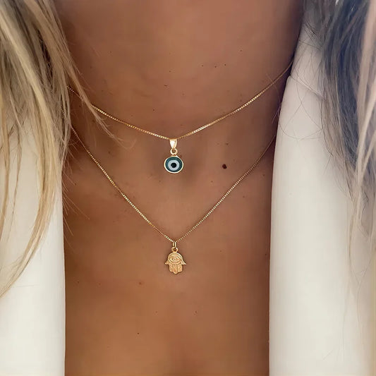 Sahar – Collier Deux Rangs Mauvais Œil