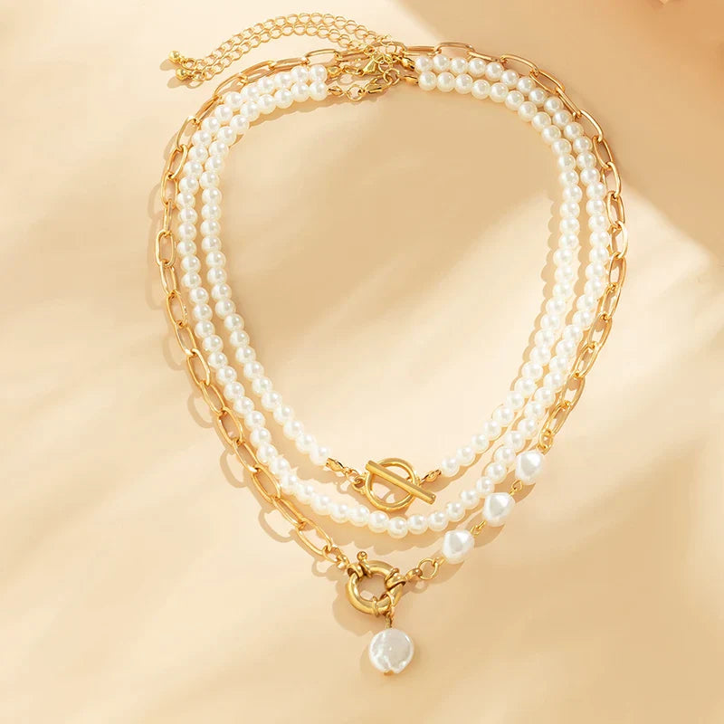 Camille – Collier Multicouche en Perles de Luxe