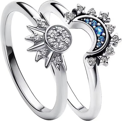 Reina – Bague Lune et Diamants Bleus Élégants