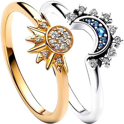 Reina – Bague Lune et Diamants Bleus Élégants