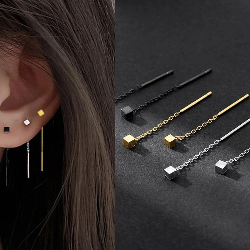 Kaelen – Boucles d'Oreilles Cube et Glands Élégants