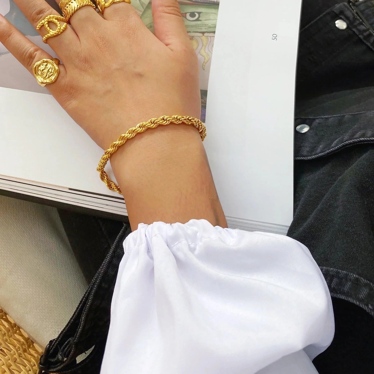 Frankie – Bracelet Corde Torsadée Élégant