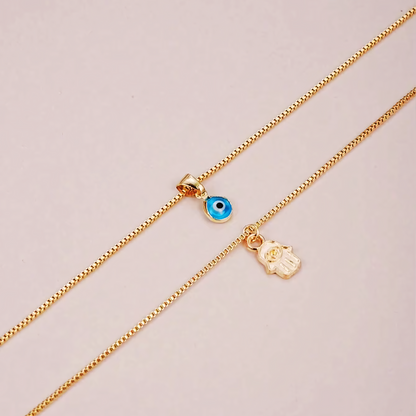 Sahar – Collier Deux Rangs Mauvais Œil