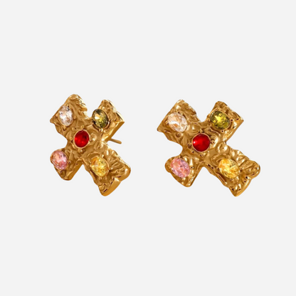 Saki – Boucles Croix Pierre Fondue Élégantes