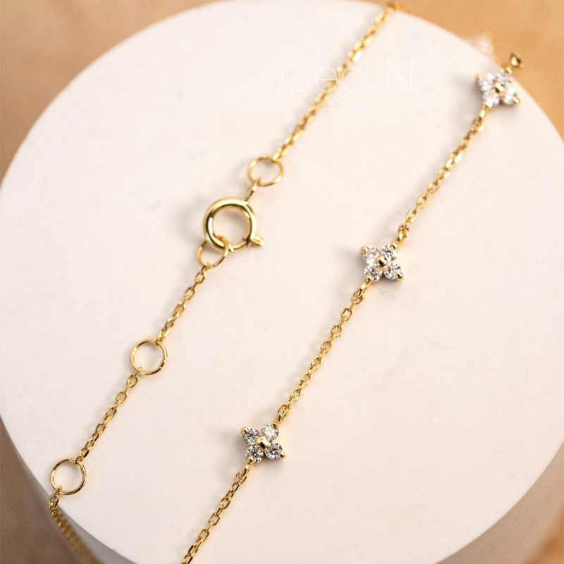 Bracelet en fleur de zirconium - Bracelet minimaliste