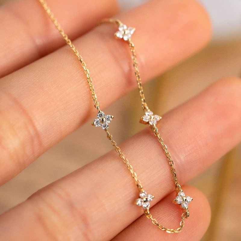 Bracelet en fleur de zirconium - Bracelet minimaliste