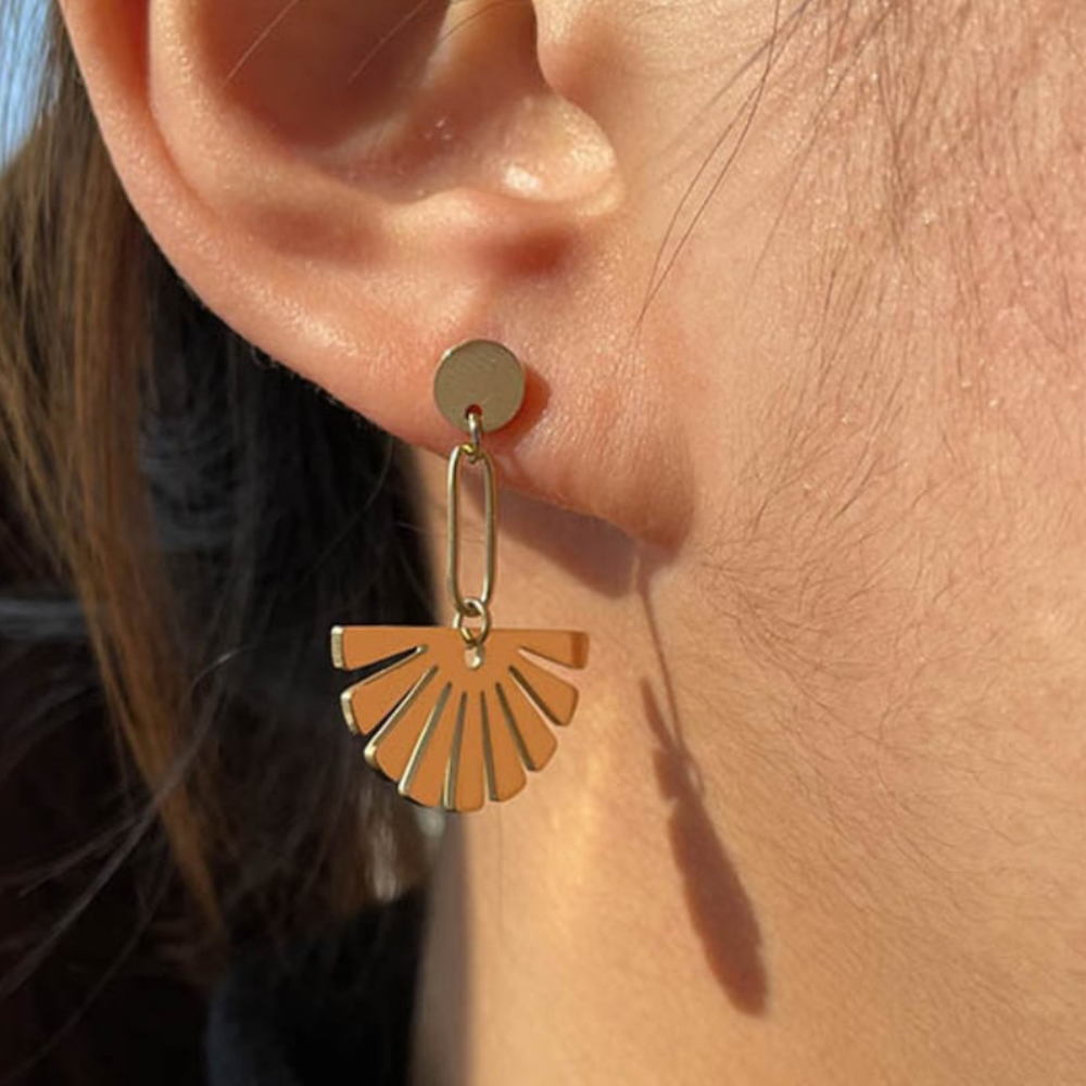 Clous d'oreilles Floral Drop - Boucles d'oreilles en forme d'éventail