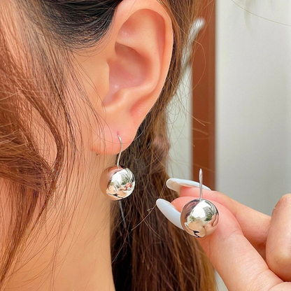 Boucles d'oreilles boule - Crochets d'oreilles ronds et brillants