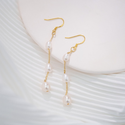 Plusieurs gouttes de perles - Boucles d'oreilles pendantes