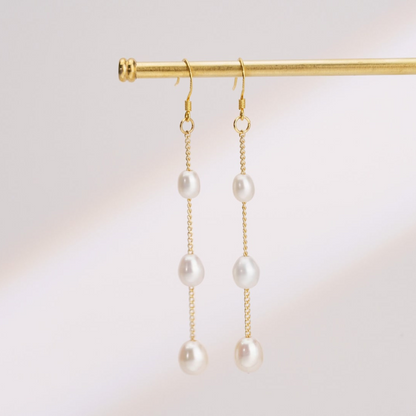Plusieurs gouttes de perles - Boucles d'oreilles pendantes