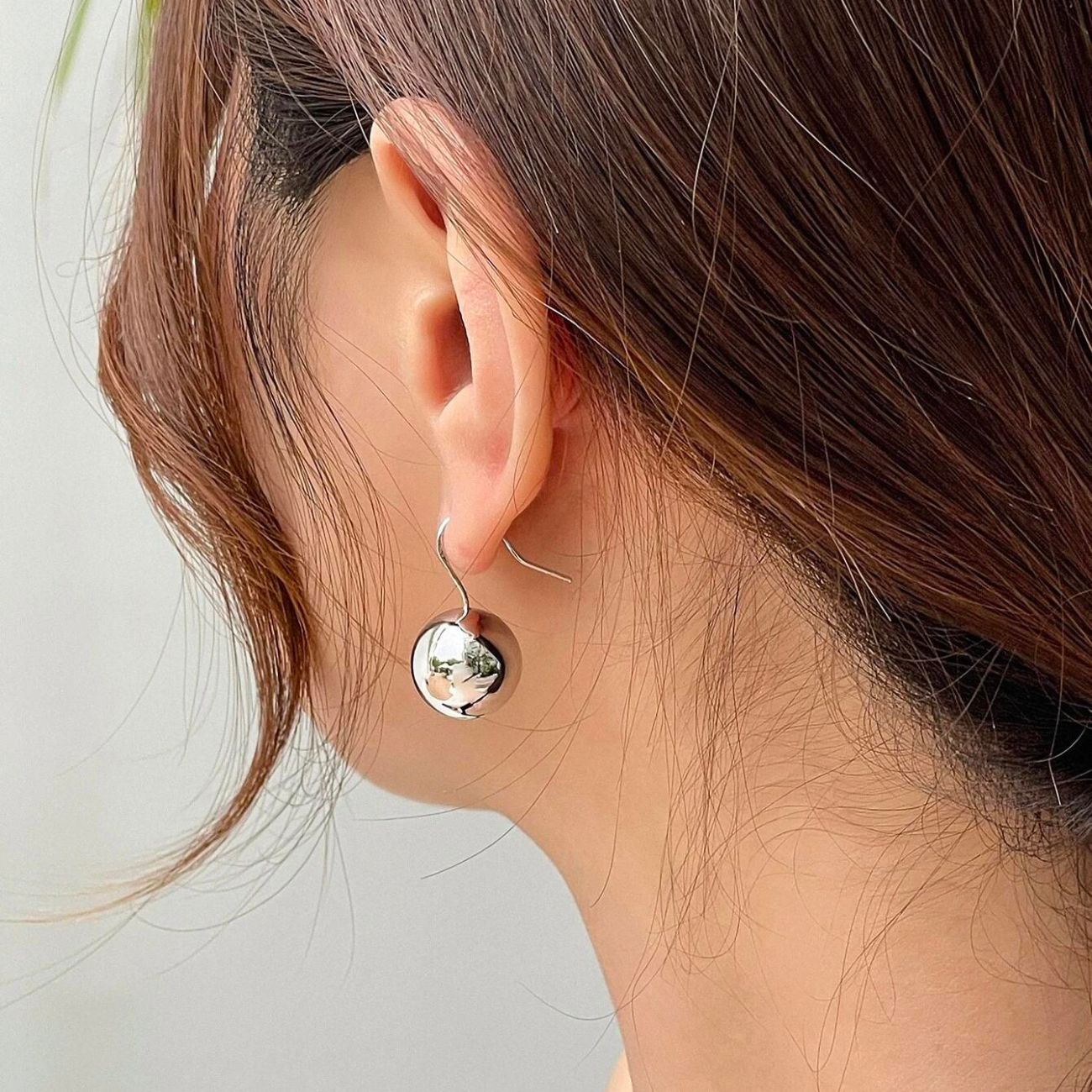 Boucles d'oreilles boule - Crochets d'oreilles ronds et brillants