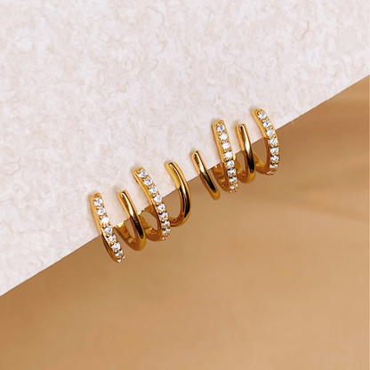 Zirconia à Quatre Facettes - Boucles d'Oreilles Huggie Intarsia