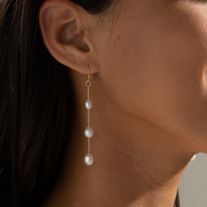Plusieurs gouttes de perles - Boucles d'oreilles pendantes