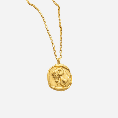 Zeki – Collier Médaillon Zodiaque Doré