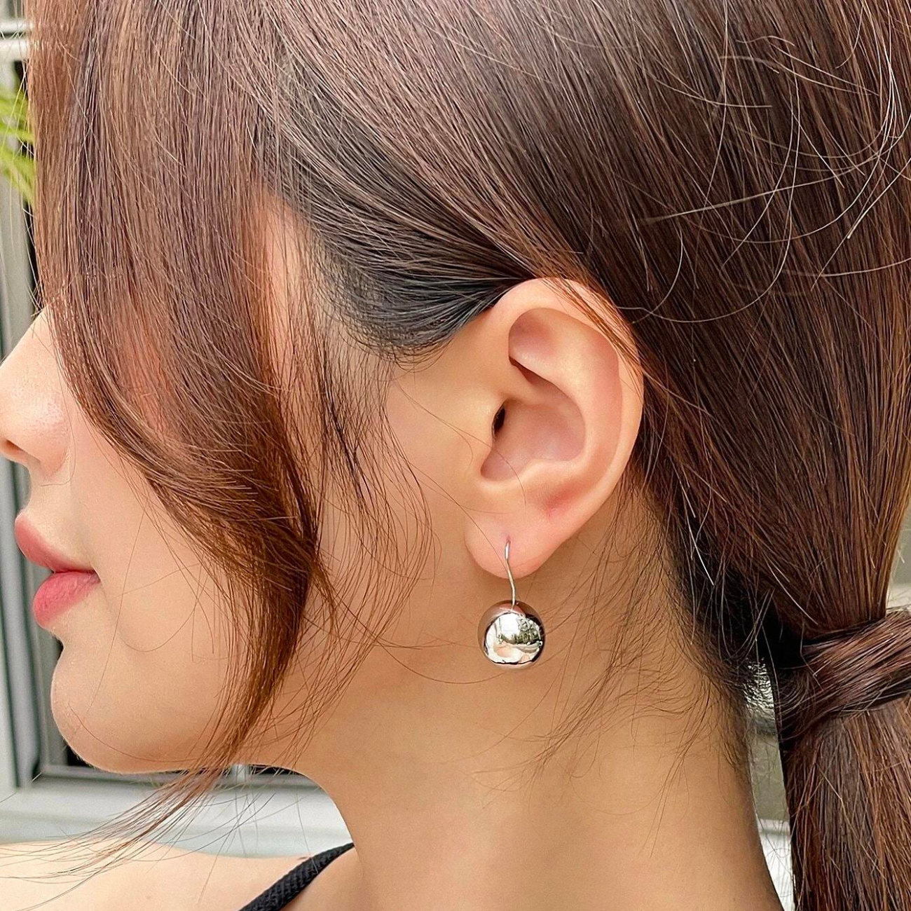 Boucles d'oreilles boule - Crochets d'oreilles ronds et brillants
