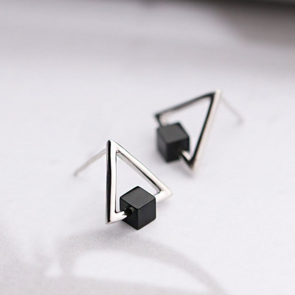 Géométriques Triangles - Boucles d'oreilles Cube Noir
