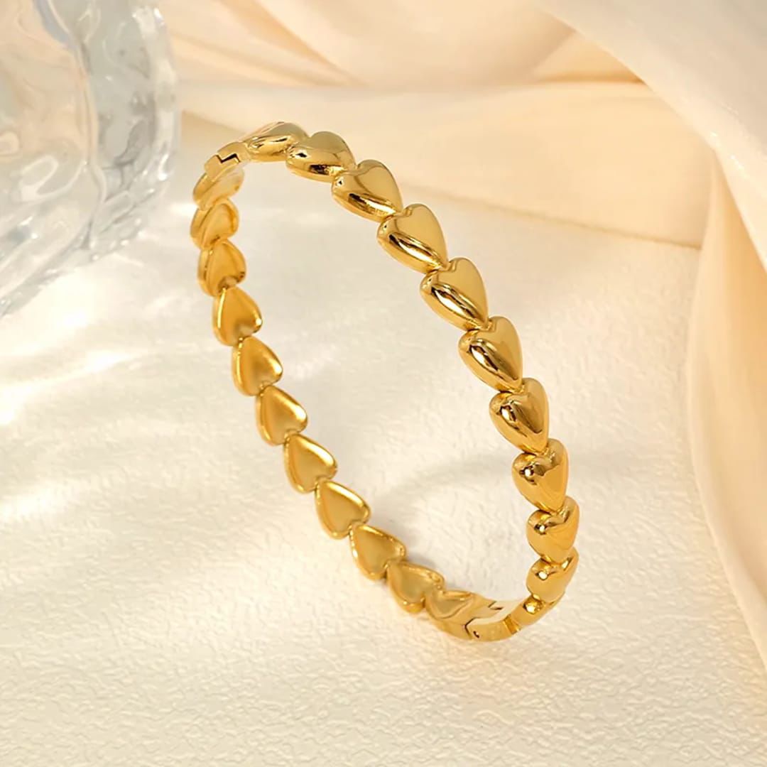 Amoria – Bracelet cœur plaqué or en acier inoxydable