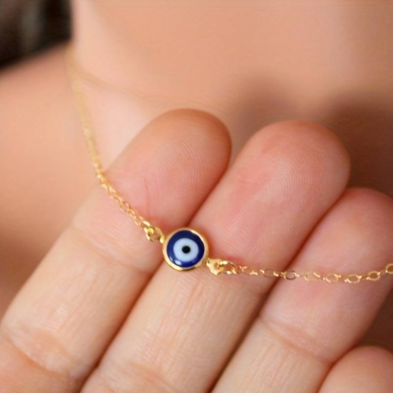 Collier vintage avec le mauvais œil bleu - Collier avec le mauvais œil