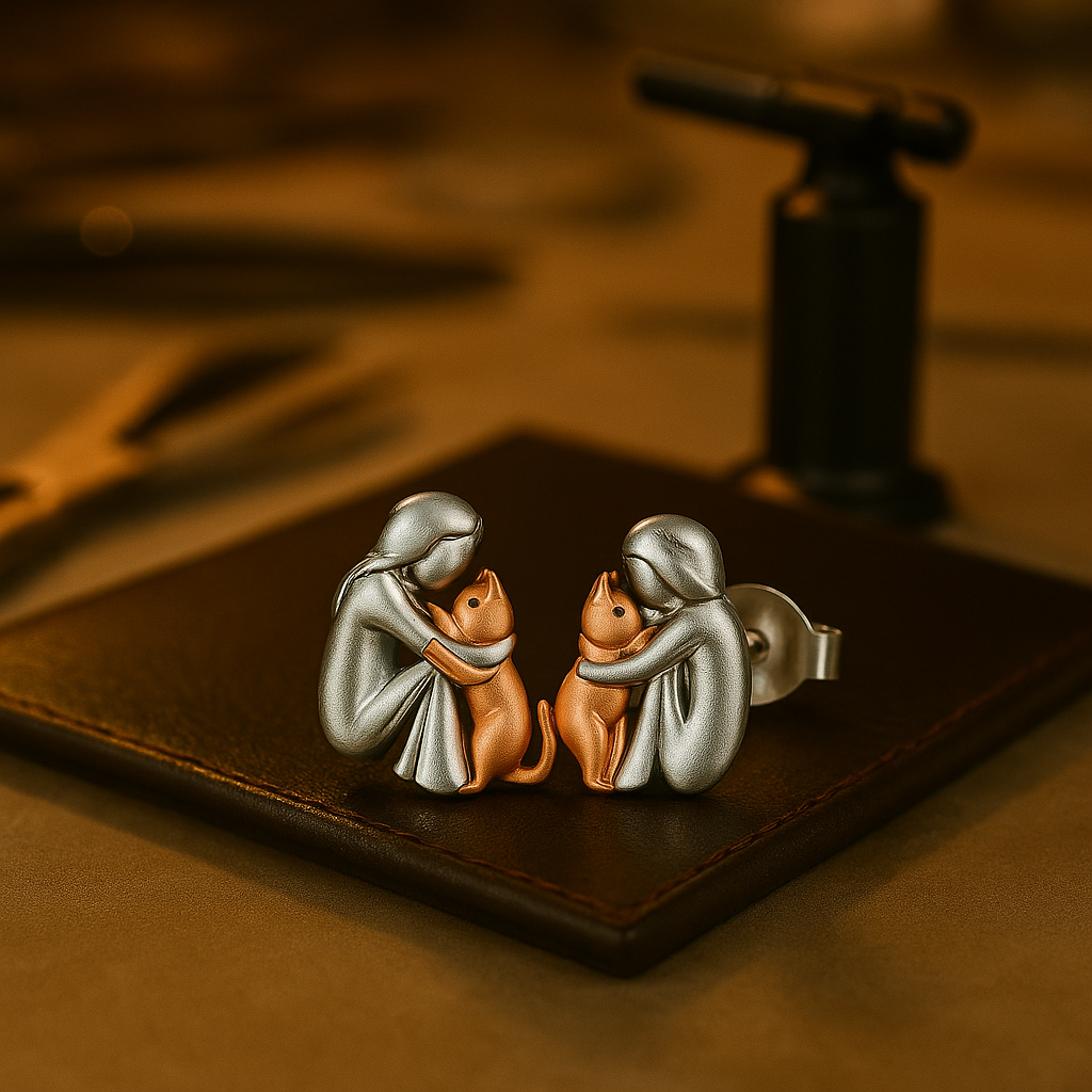 Miko – Boucles d'Oreilles Chat Bicolores