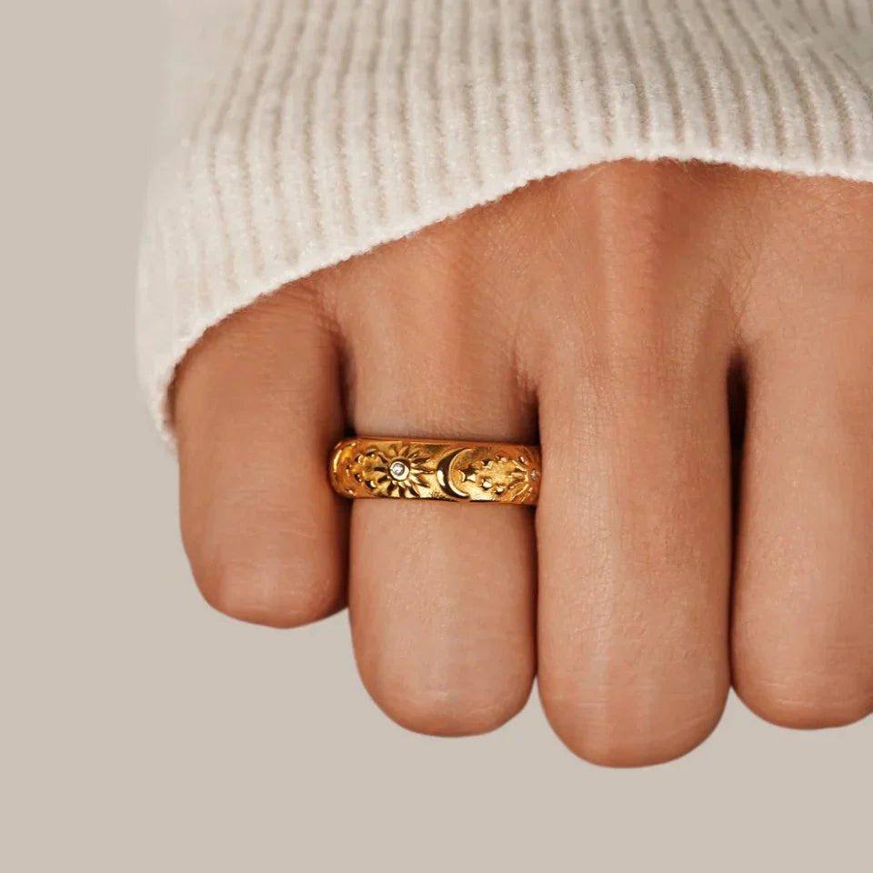 Lunea – Bague Céleste en Acier avec Zircon
