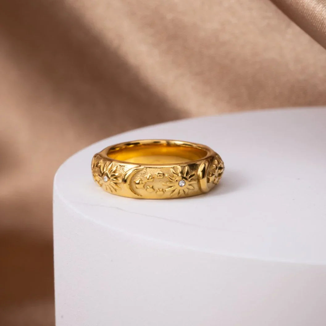 Lunea – Bague Céleste en Acier avec Zircon