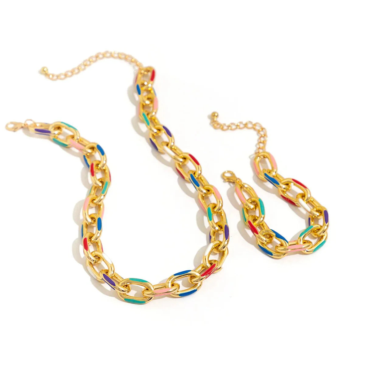 Jaya – Ensemble Collier & Bracelet Chaîne Colorée