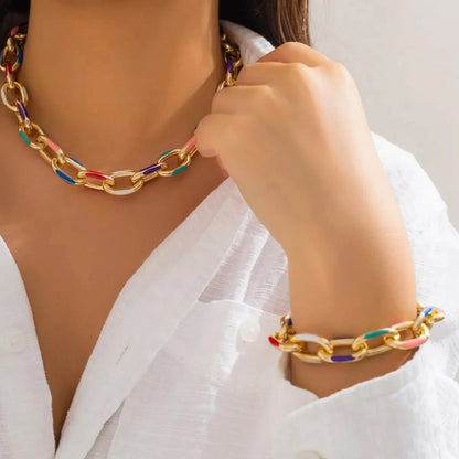 Jaya – Ensemble Collier & Bracelet Chaîne Colorée