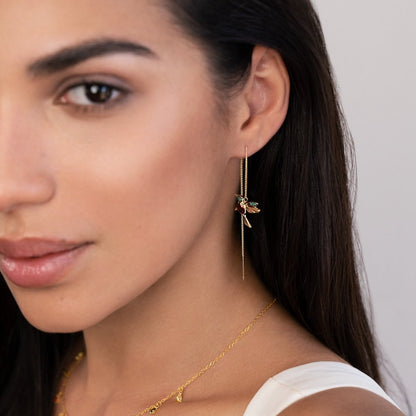 Lunara – Boucles d’Oreilles Colibri à Pampilles Cristal