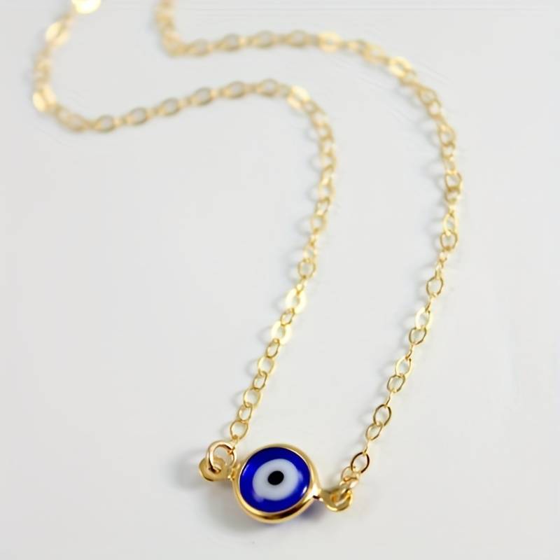 Collier vintage avec le mauvais œil bleu - Collier avec le mauvais œil