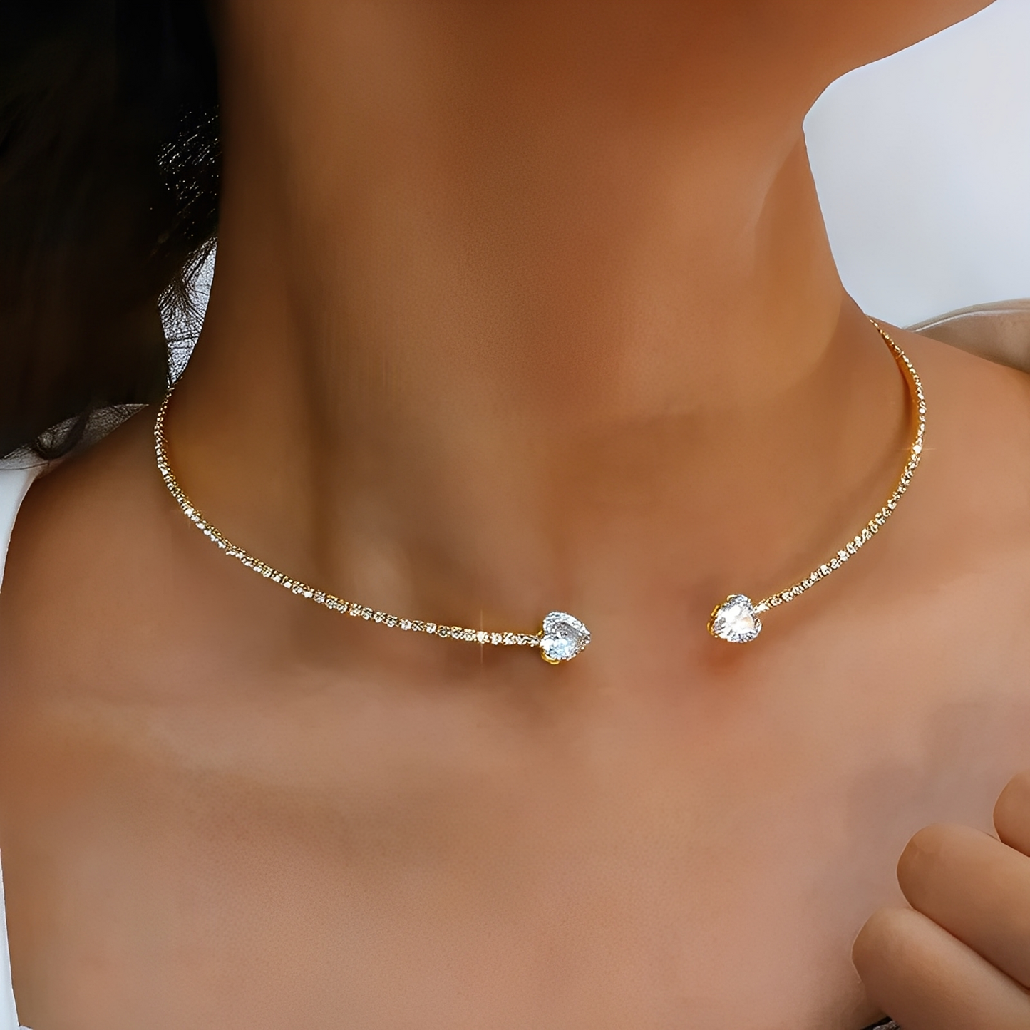 Olli – Collier Ras-du-Cou Cœur Ouvert en Diamants