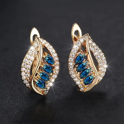 Katrin – Boucles d’Oreilles Dorées Ciel Azur