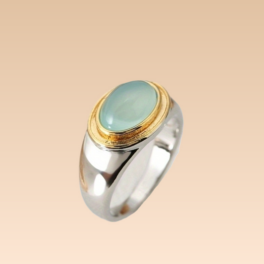 Mira – Bague Vintage en Pierre de Lune Verte
