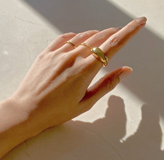 Celestine – Grande Bague Glossy en Or Véritable