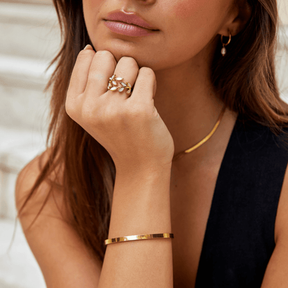 Ysolde – Bague Feuille Dorée