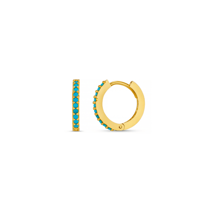 Talyra – Mini Créoles Huggie Pavées Turquoise