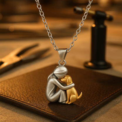 Miwa – Collier Petite Fille et Chien en Étreinte
