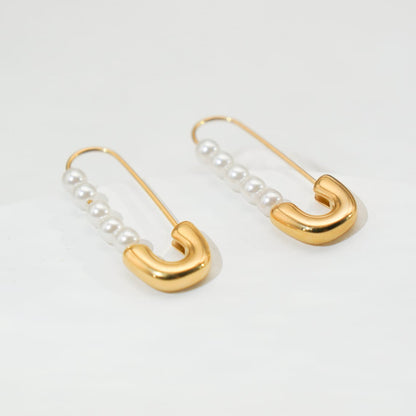 Boucles d'oreilles épingles de sûreté - Boucles d'oreilles délicates avec perles fraîches