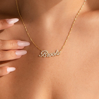 Claire – Collier Prénom Pavé Brillant