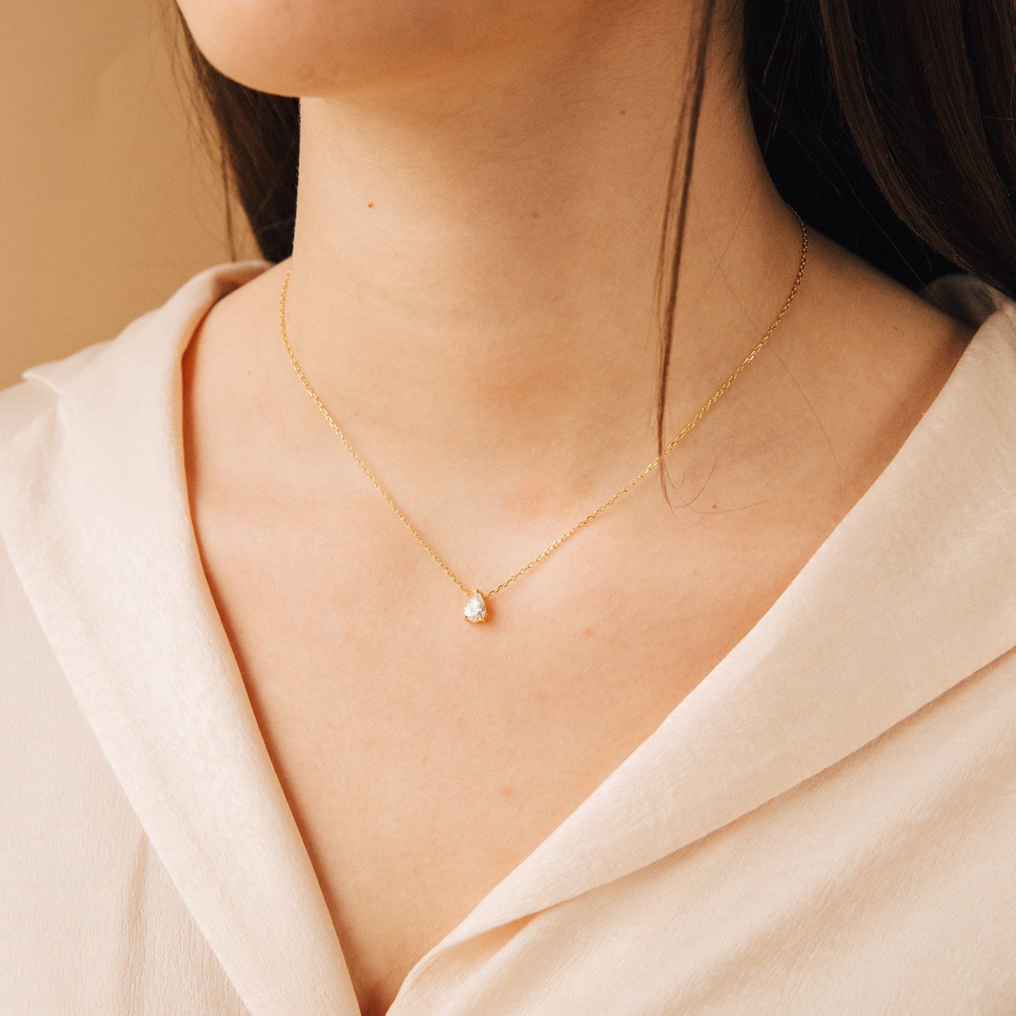 Collier en diamant forme poire - Collier diamant en forme de goutte
