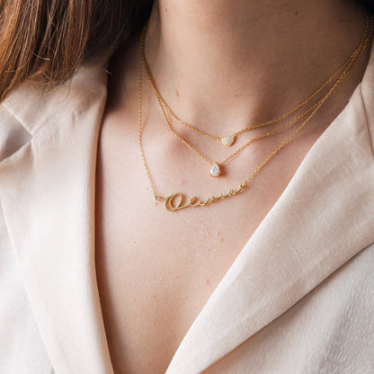Collier en diamant forme poire - Collier diamant en forme de goutte