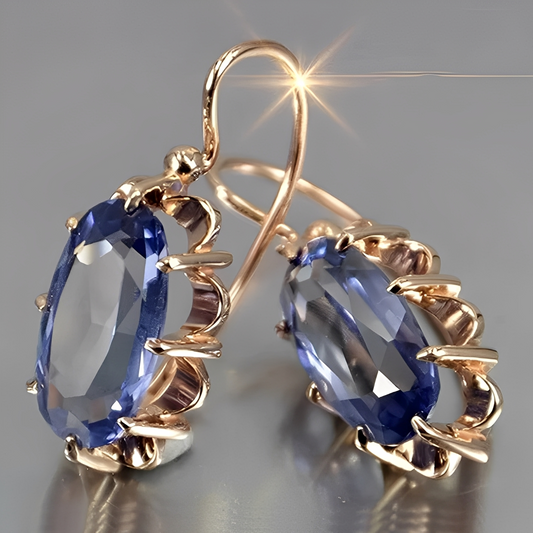 Jayela – Boucles d'Oreilles Vintage avec Zirconia Bleu