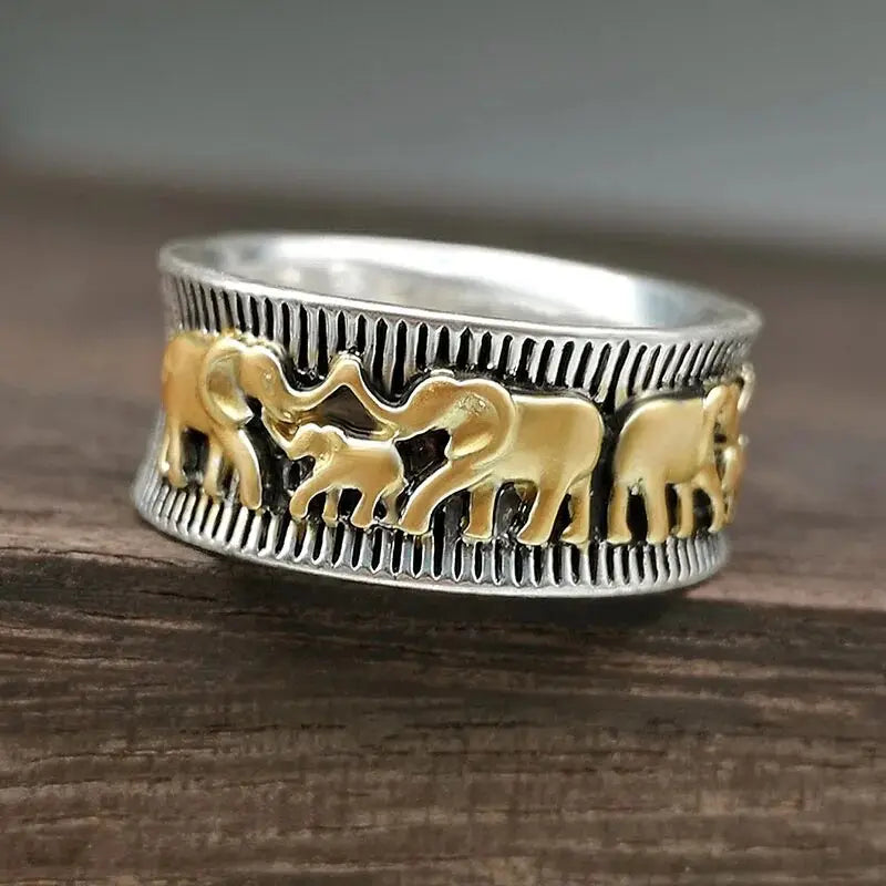 Eli – Bague Éléphant Dorée Vintage