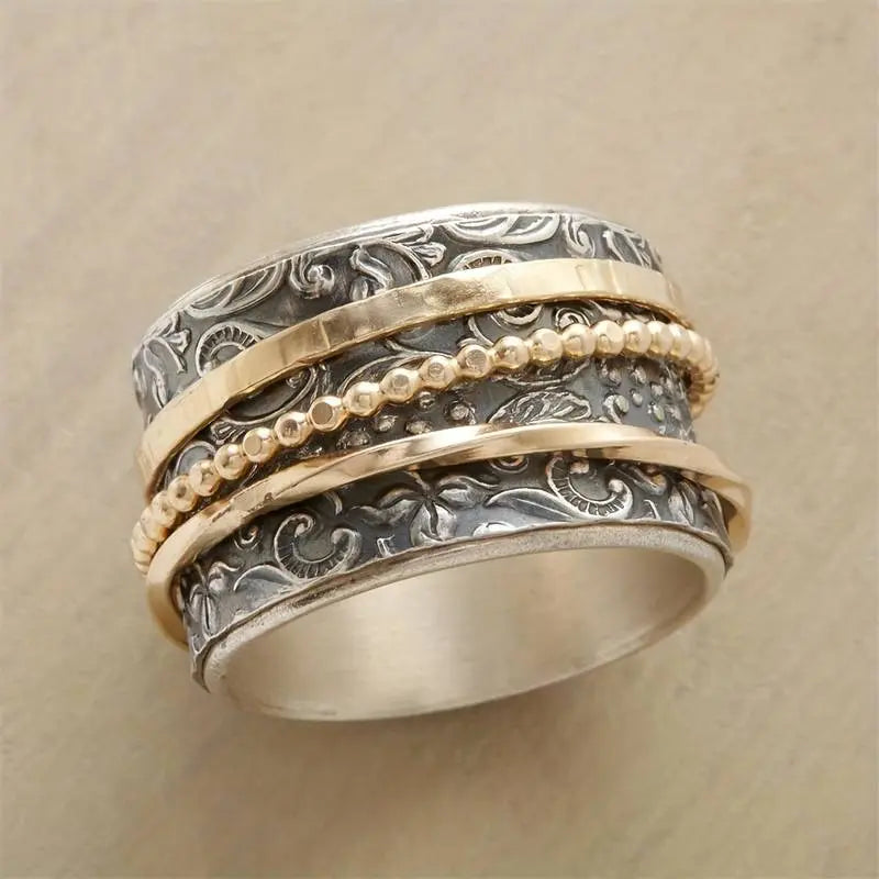 Shyla – Bague Antique Bicolore en Or et Argent