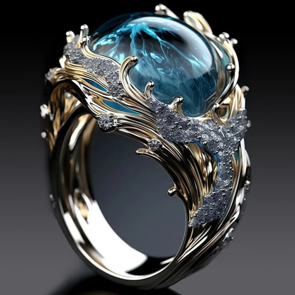 Nerina – Bague Cristal Bleu Vintage Inspirée de l’Océan