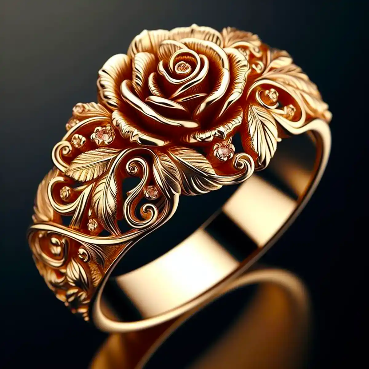 Isaline – Bague Fleur Dorée Élégante