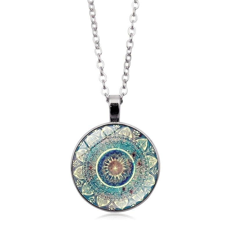Florine – Collier Vintage Mandala Rond Bleu