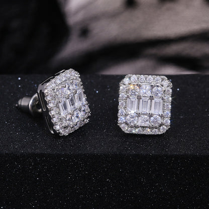 Zia – Boucles d'Oreilles Carrées en Zircon Tout-en-Un