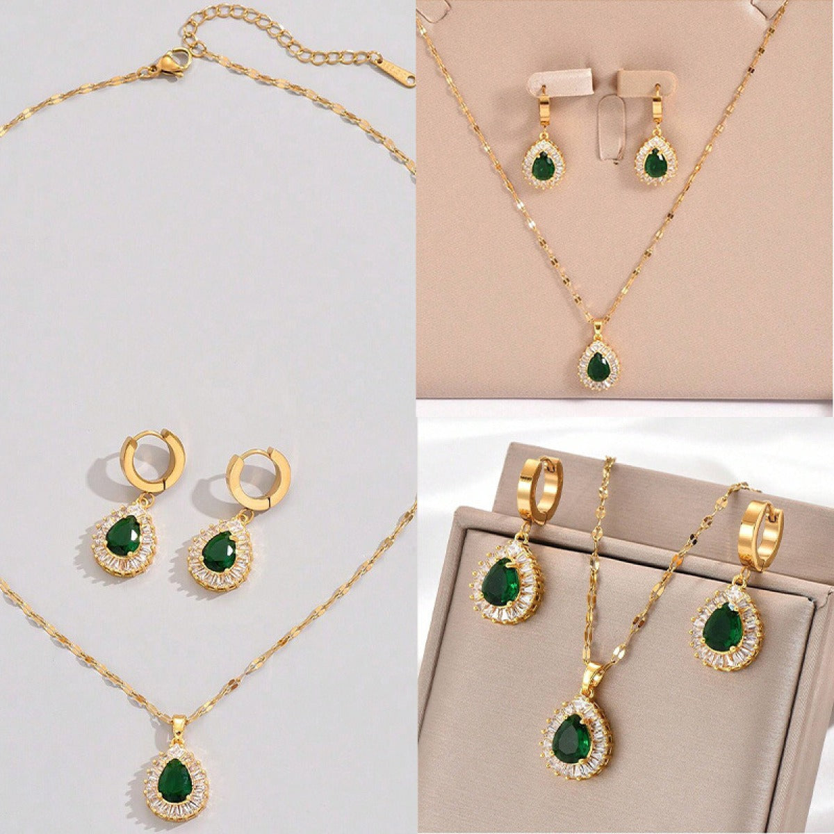 Rheya – Parure Lysandelle Élégante en Or et Cristal