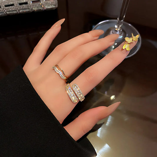 Jasmine – Anneau Ouvert avec Pierres Brillantes